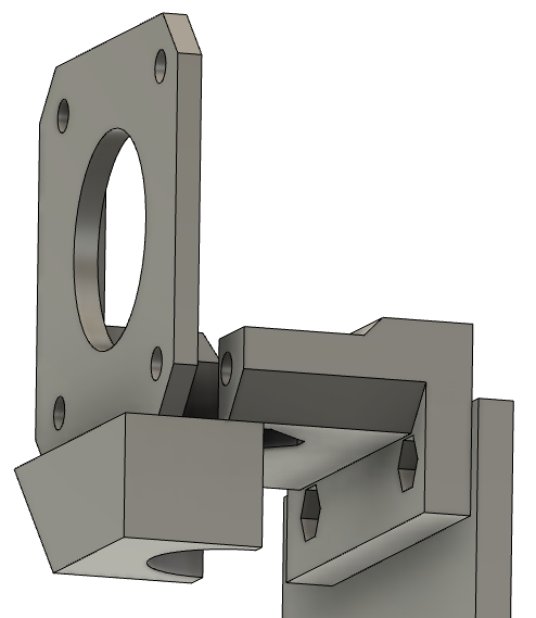 Rendering of a replacement extruder mount for the Hero Me Gen 5